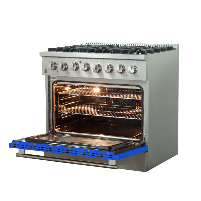 Forno Galiano 36-Inch Freestanding Dual Fuel Range, 6 Burners, Double Convection Ovens