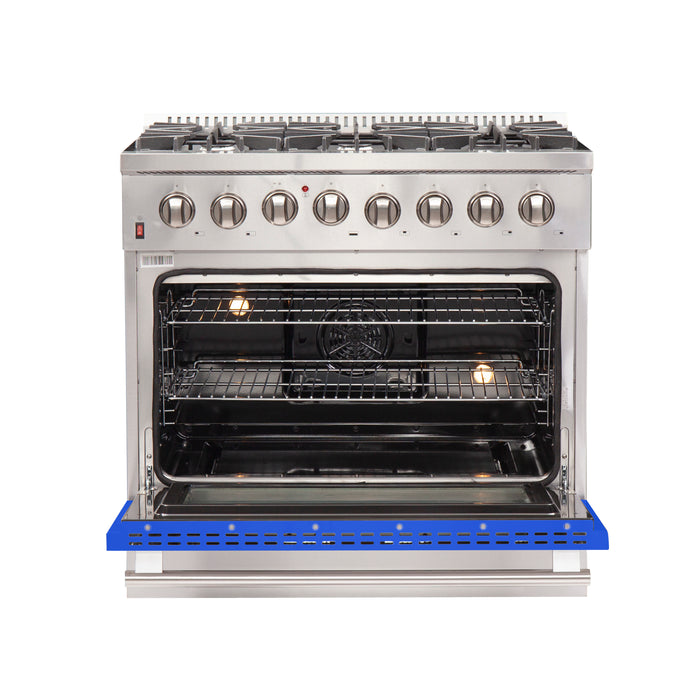 Forno Galiano 36-Inch Freestanding Dual Fuel Range, 6 Burners, Double Convection Ovens