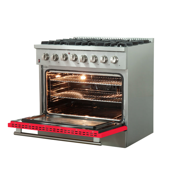Forno Galiano 36-Inch Freestanding Dual Fuel Range, 6 Burners, Double Convection Ovens