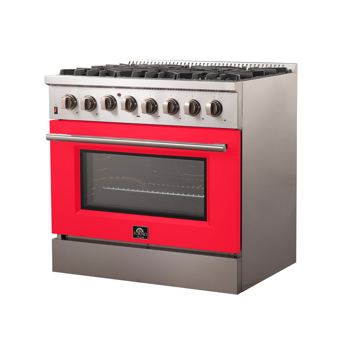 Forno Galiano 36-Inch Freestanding Dual Fuel Range, 6 Burners, Double Convection Ovens