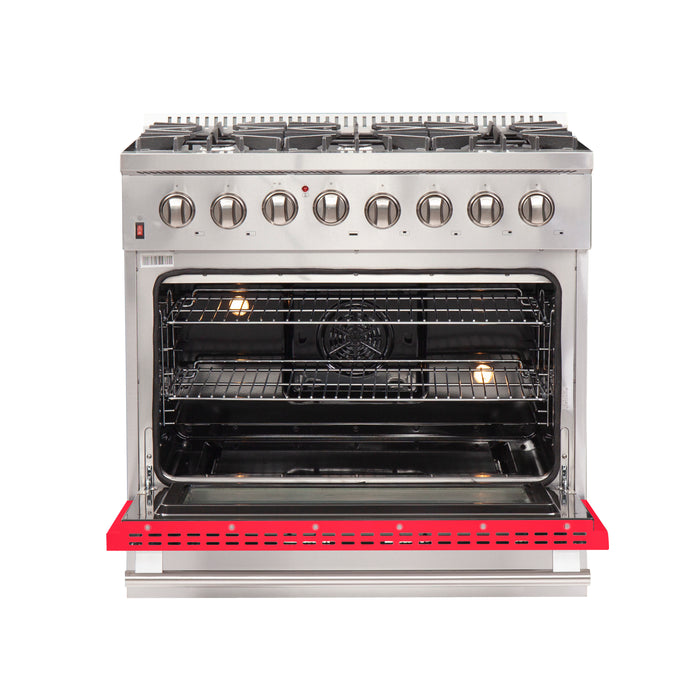 Forno Galiano 36-Inch Freestanding Dual Fuel Range, 6 Burners, Double Convection Ovens