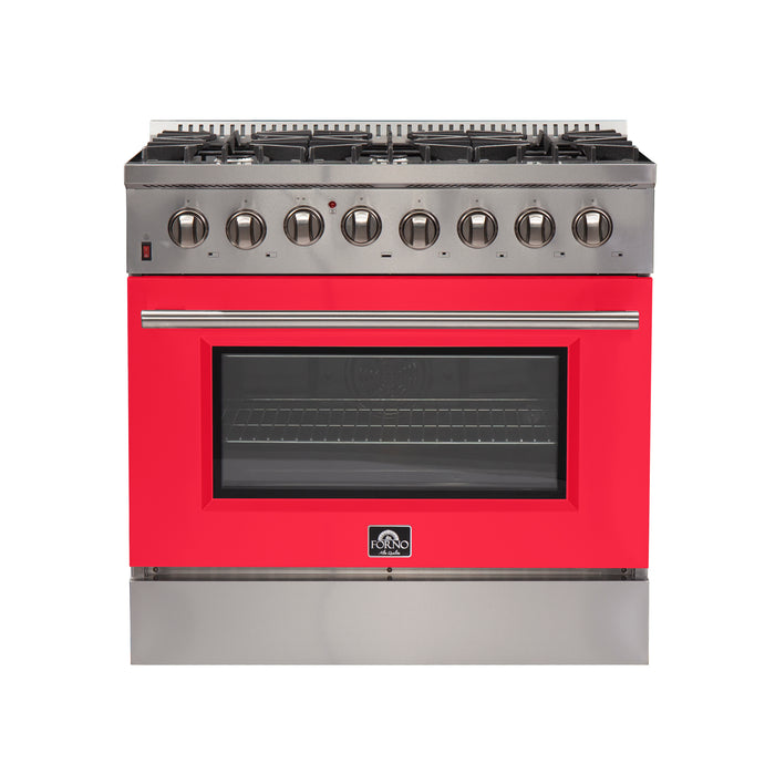 Forno Galiano 36-Inch Freestanding Dual Fuel Range, 6 Burners, Double Convection Ovens