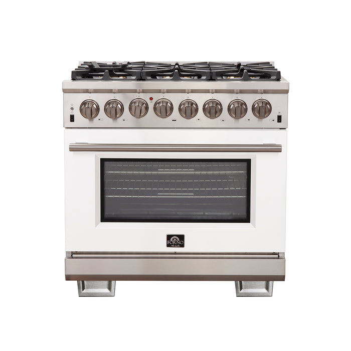 Forno Capriasca 36-Inch Freestanding Dual Fuel Range, 6 Burners, True Convection Oven