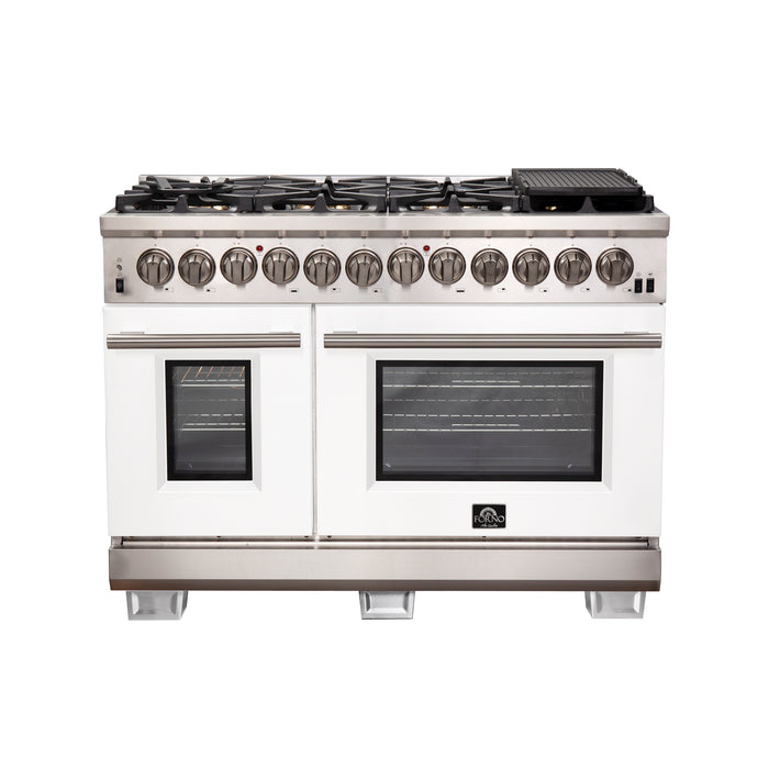 Forno Capriasca 48-Inch Freestanding Dual Fuel Range, 8 Burners, True Convection Oven