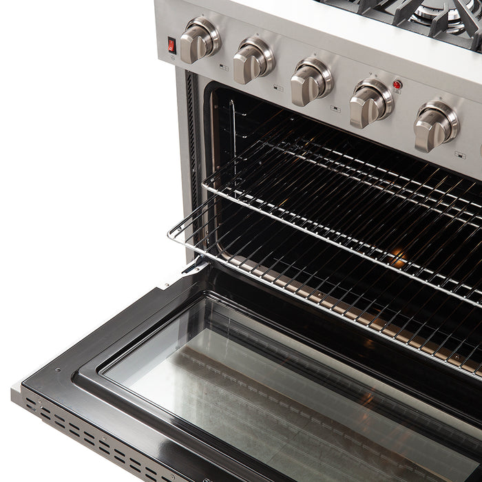 FORNO Premium 3-Piece Kitchen Bundle - Galiano 36" Gas Range, 36" French Door Refrigerator, 24" Built-In Dishwasher - FBDL-004-01CAUS