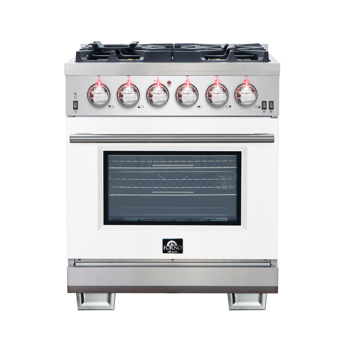 Forno Capriasca 30-Inch Freestanding Gas Range, 4 Burners, True Convection Oven