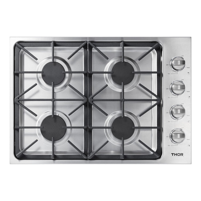 Thor Kitchen 30 Inch Professional Drop-In Gas Cooktop with Four Burners in Stainless Steel