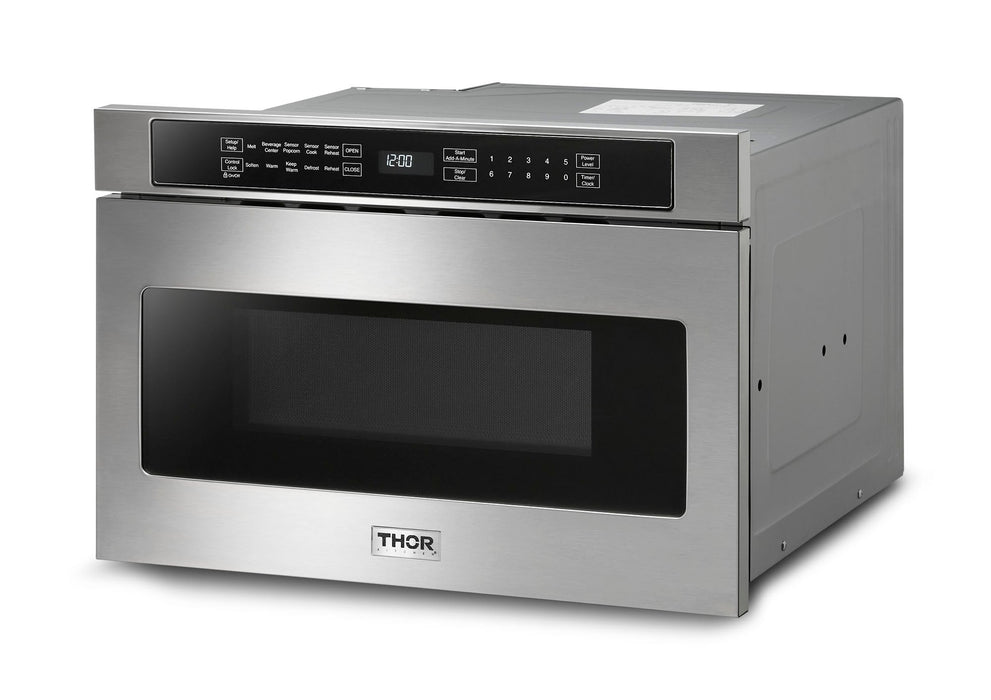 Thor Kitchen 24 Inch Microwave Drawer 1.2 cubic feet - stainless - white touch LCD display -Auto Touch Open/Close Control