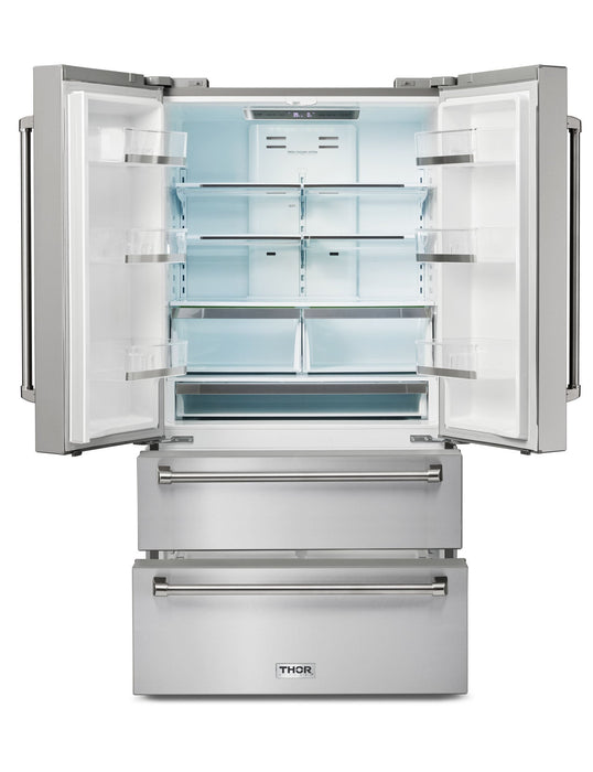 Thor Kitchen 36 Inch Professional French Door Refrigerator with Freezer Drawers