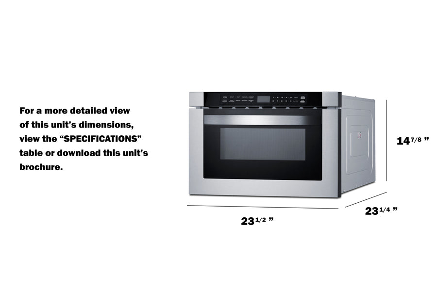 Summit 24" Wide Built-In Drawer Microwave - 1.2 cubic feet