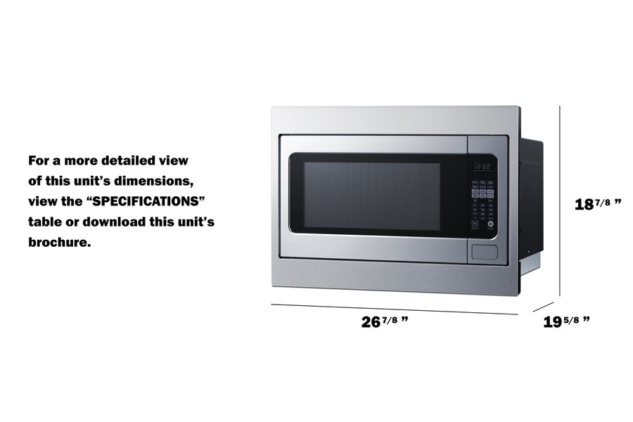 Summit 27" Wide Built-In Microwave (Trim Kit Included) - 2.2 cubic feet interior