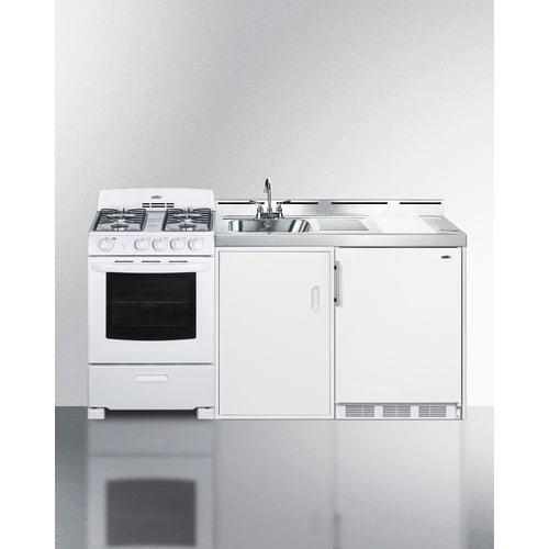 Summit 72" Wide All-in-One Kitchenette with Gas Range