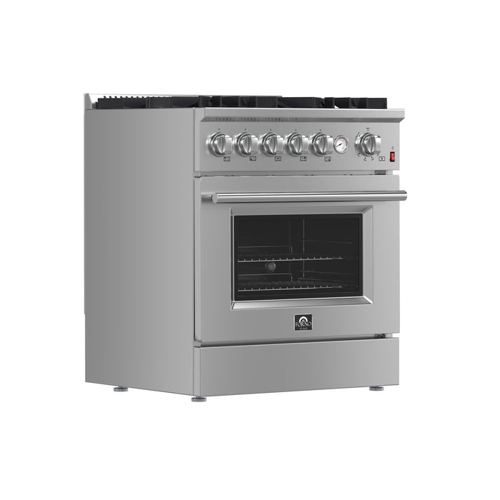 FORNO Giovanni 30-inch Gas Range Stainless Steel, 5 Burners 67,000 BTU, 4.32 cu.ft. Convection Oven