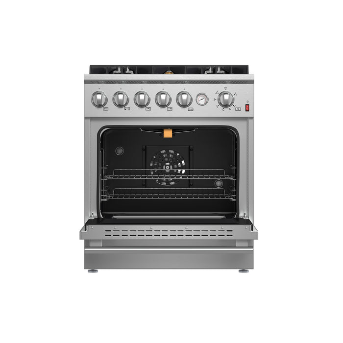 FORNO Giovanni 30-inch Gas Range Stainless Steel, 5 Burners 67,000 BTU, 4.32 cu.ft. Convection Oven