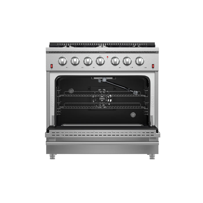 Forno Galiano 36-Inch Freestanding Gas Range, Stainless Steel, 6 Burners, Energy Efficient