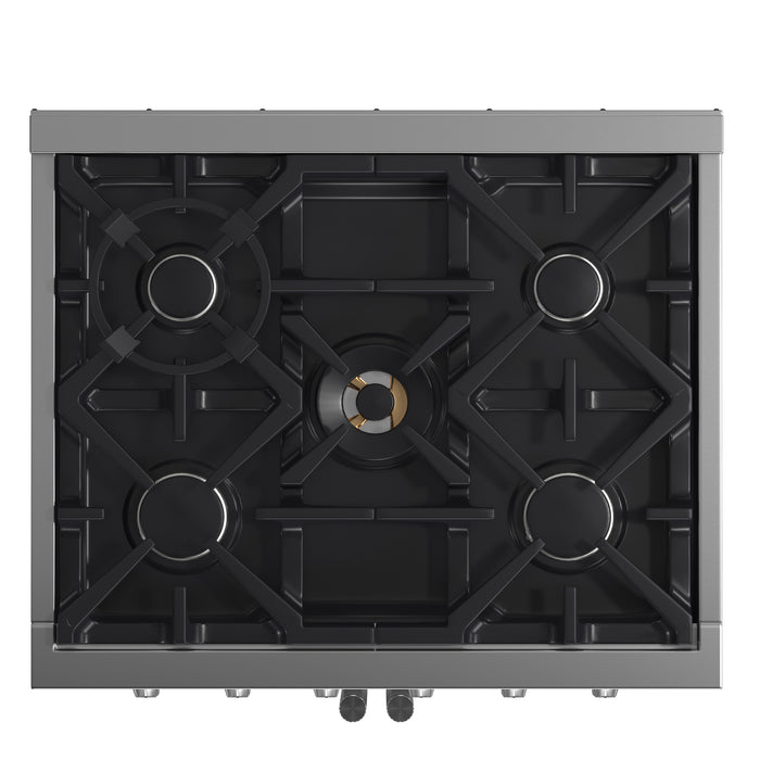 Forno Massimo 30-Inch Freestanding French Door Gas Range, 4 Burners, Convection Oven, Energy Efficient