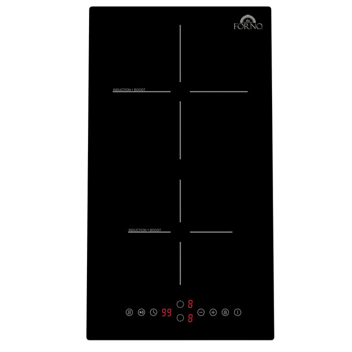 Forno Parco 12-Inch Induction Cooktop, 2 Zones, 3,600W Total Power, Touch Control, 9 Power Levels, Booster Function