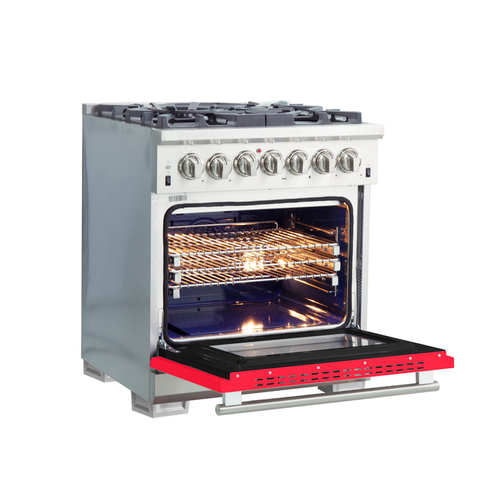 Forno Capriasca 30-Inch Freestanding Dual Fuel Range, 4 Burners, True Convection Oven