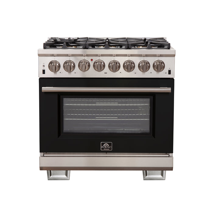 Forno Capriasca 36-Inch Freestanding Dual Fuel Range, 6 Burners, True Convection Oven