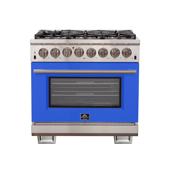 Forno Capriasca 36-Inch Freestanding Dual Fuel Range, 6 Burners, True Convection Oven