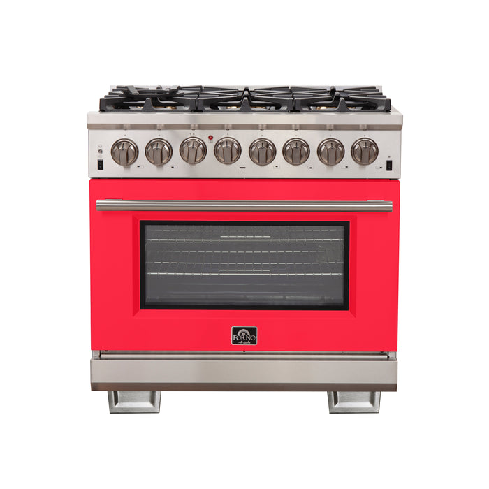 Forno Capriasca 36-Inch Freestanding Dual Fuel Range, 6 Burners, True Convection Oven