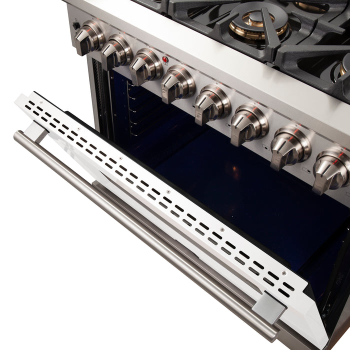 Forno Capriasca 36-Inch Freestanding Dual Fuel Range, 6 Burners, True Convection Oven