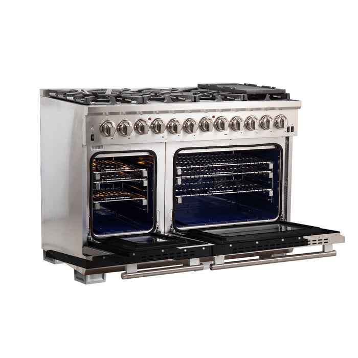Forno Capriasca 48-Inch Freestanding Dual Fuel Range, 8 Burners, True Convection Oven