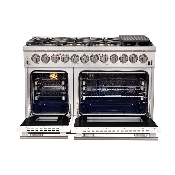 Forno Capriasca 48-Inch Freestanding Dual Fuel Range, 8 Burners, True Convection Oven