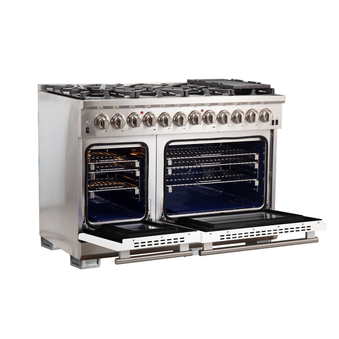 Forno Capriasca 48-Inch Freestanding Dual Fuel Range, 8 Burners, True Convection Oven