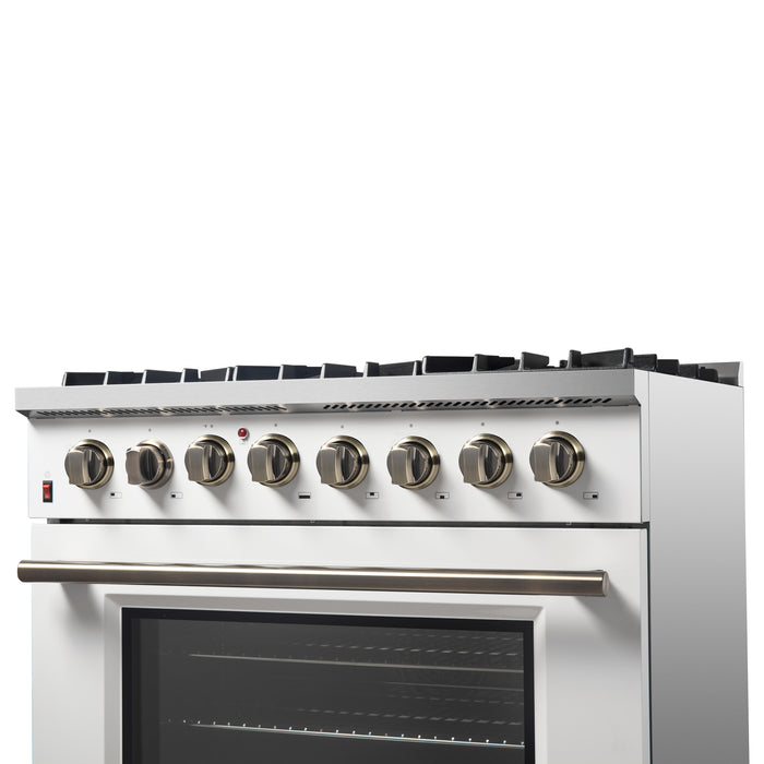 Forno Galiano 36" Freestanding Dual Fuel Range in White