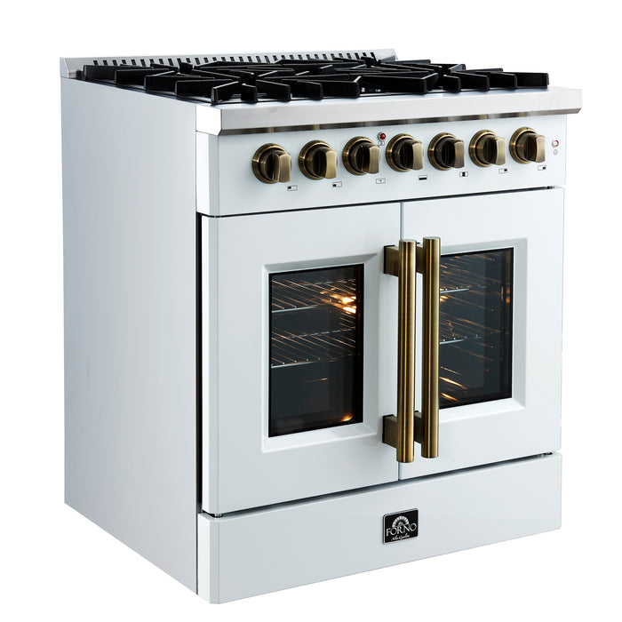 Forno Galiano 30-inch Freestanding French Door Dual Fuel Range White