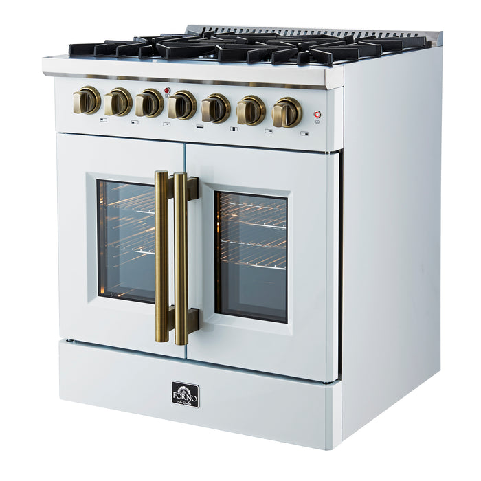 Forno Galiano 30-inch Freestanding French Door Dual Fuel Range White