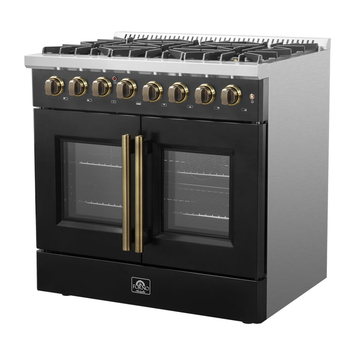 Forno Galiano 36-inch Freestanding French Door Dual Fuel Range Black