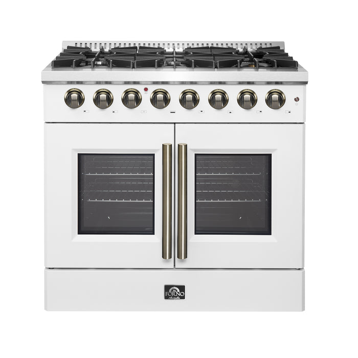 Forno Galiano 36-inch Freestanding French Door Dual Fuel Range White