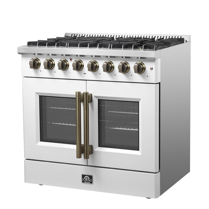 Forno Galiano 36-inch Freestanding French Door Dual Fuel Range White