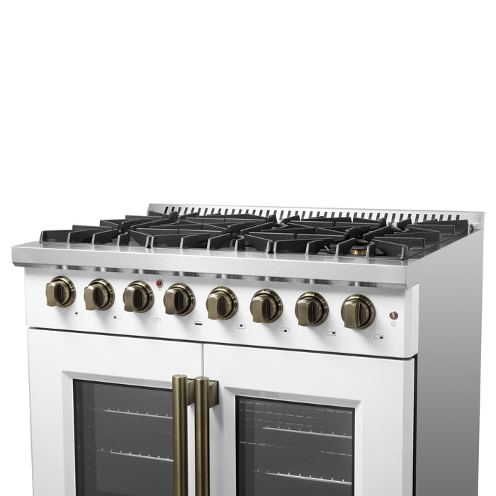 Forno Galiano 36-inch Freestanding French Door Dual Fuel Range White