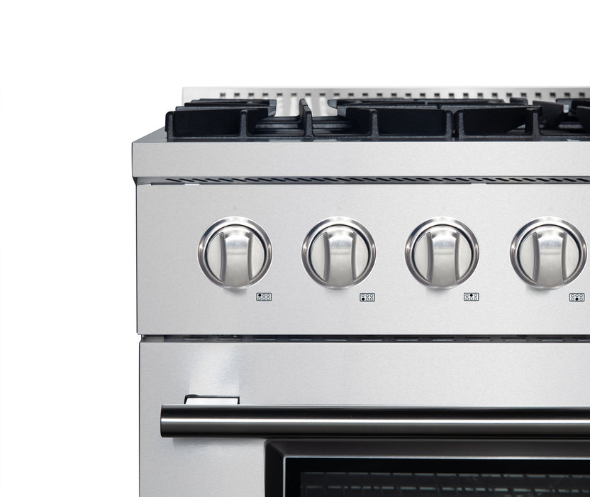 Forno Marco 36-Inch Dual Fuel Range, Stainless Steel, 6 Burners, 67,000 BTU, True Convection Oven, Energy Efficient