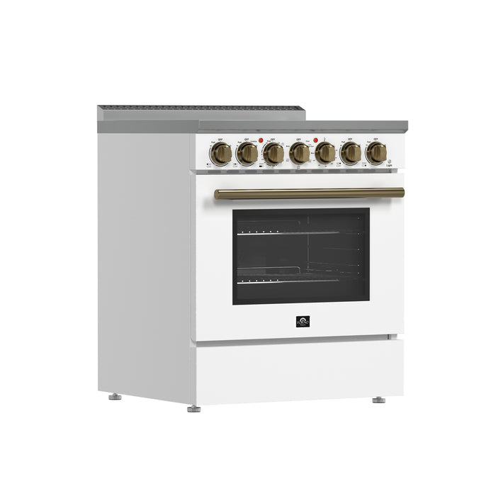 Forno Paolo 30-Inch Freestanding Electric Range, White, 4.38 cu.ft, True Convection Oven, Energy Efficient