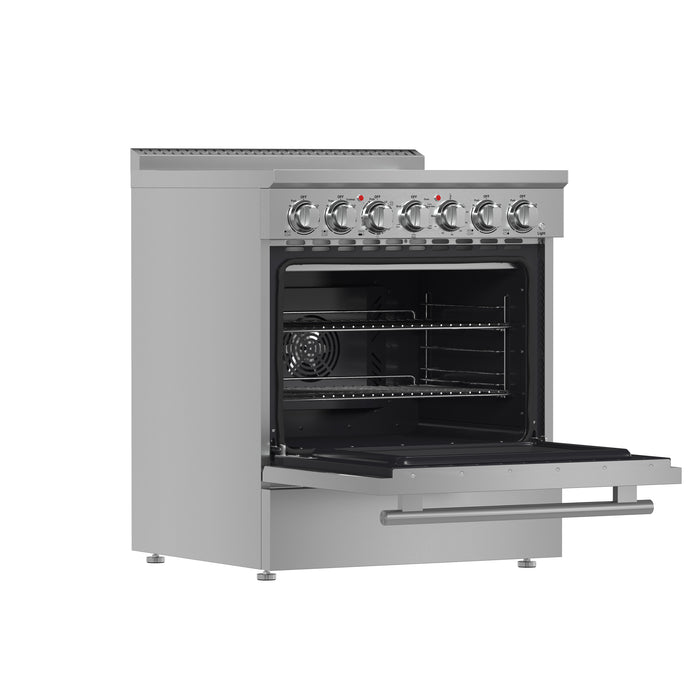 Forno Paolo 30-Inch Freestanding Electric Range, Stainless Steel, 4.38 cu.ft, True Convection Oven, Energy Efficient