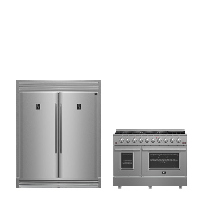 FORNO Premium 2-Piece Kitchen Bundle - Galiano 48" Gas Range, 60" Side-by-Side Refrigerator - FBDL-005-01CAUS