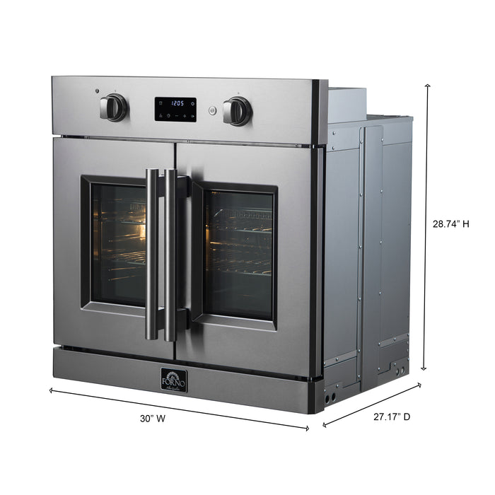 Forno Asti 30-Inch French Door Electric Wall Oven in Stainless Steel, 3.68 cu. ft. True Convection, 3,600W, Air Fry, Sous Vide, Self-Clean