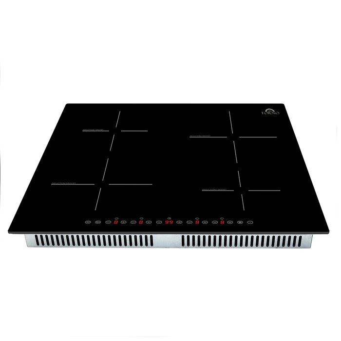 Forno Parco 24-Inch Induction Cooktop, 4 Zones, 7,200W Total Power, Touch Control, 9 Power Levels, Booster Function