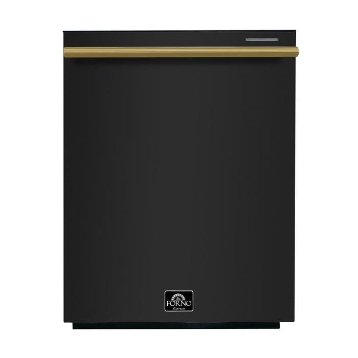 FORNO Premium 3-Piece Kitchen Bundle - Leonardo Espresso 30" Black Range, 31" Black Bottom Freezer Refrigerator, 24" Black Built-In Dishwasher - FBDL-007-02US