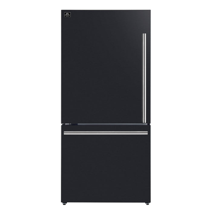 Forno Milano Espresso 31-Inch Black Bottom Freezer Refrigerator, 17.2 Cu. Ft., Energy-Efficient, No Frost, Built-In Ice Maker