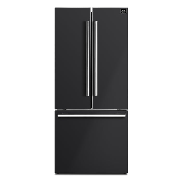 Forno Gallipoli Espresso 30-Inch Black French Door Refrigerator, Bottom Freezer, 17.5 Cu. Ft., No Frost, Ice Maker