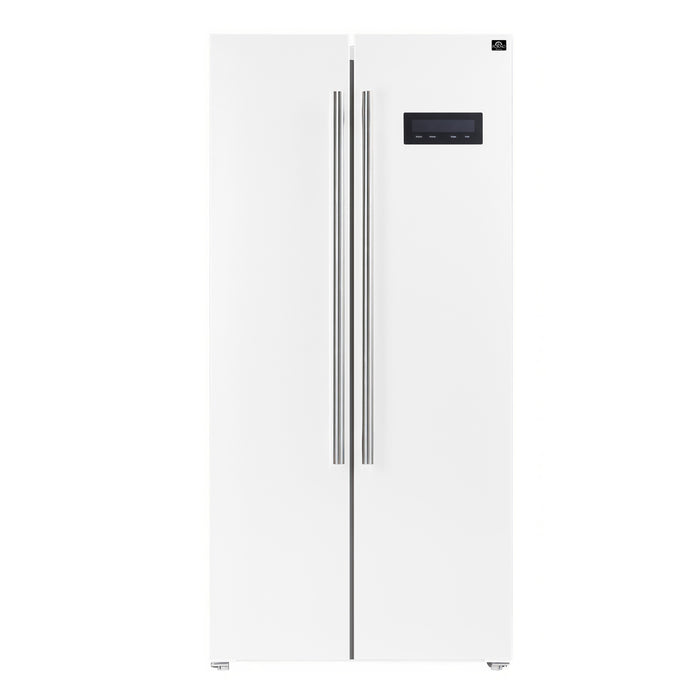 Forno Salerno Espresso 33-Inch White Side-by-Side Refrigerator, 15.6 Cu. Ft., Energy-Efficient, No Frost, Modern Design