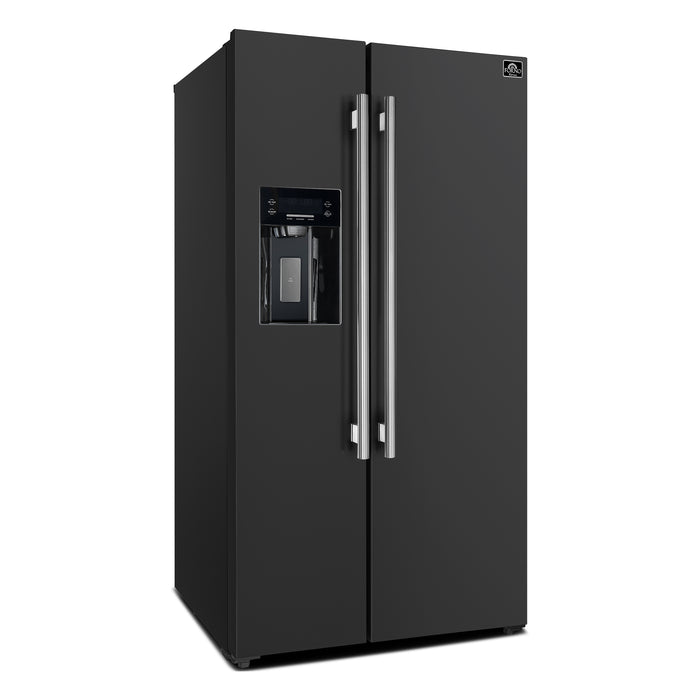 Forno Salerno Espresso 36-Inch Black Side-by-Side Refrigerator, 20 Cu. Ft., Frost-Free, Ice & Water Dispenser, ENERGY STAR Certified