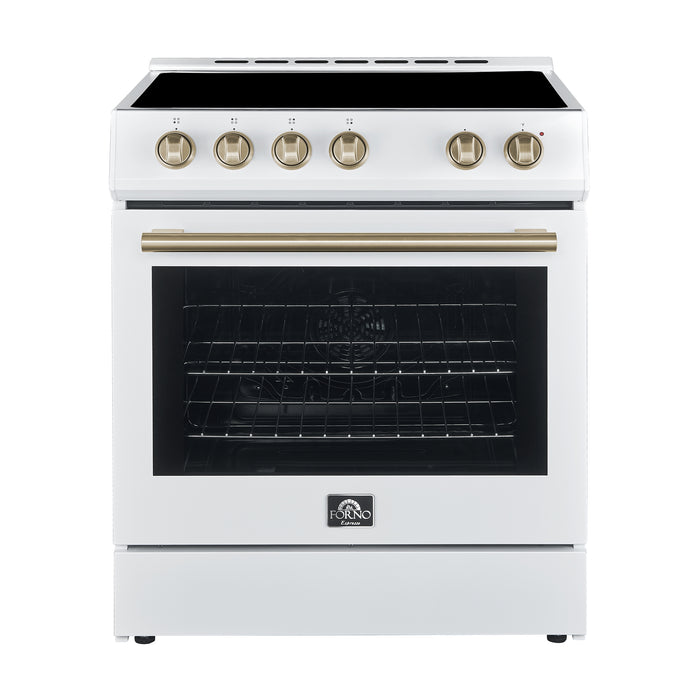 FORNO Premium 2-Piece Kitchen Bundle - Leonardo Espresso 30" White Range, 30" White Range Hood - FBDL-002-03US