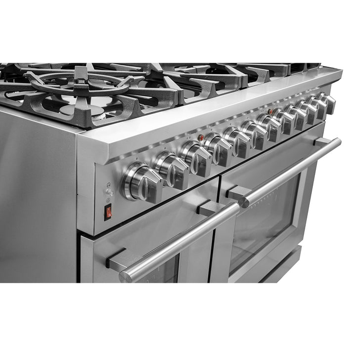 Forno Massimo 48-Inch Freestanding Dual Fuel Range, 8 Burners, Double Convection Ovens