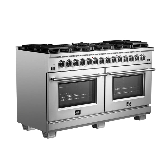 Forno Capriasca 60-Inch Freestanding Dual Fuel Range, 10 Burners, True Convection Oven